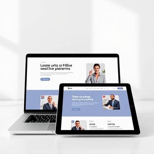Gedetailleerde mock-up van een moderne website op een laptop en tablet