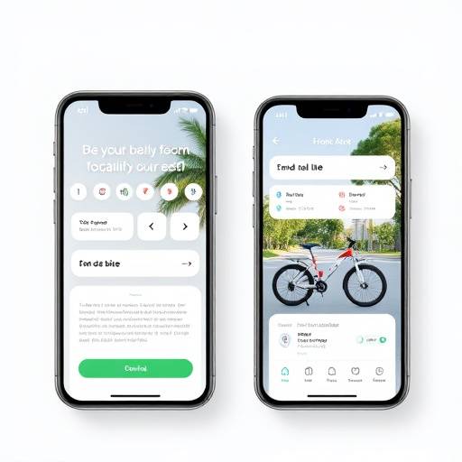 Responsive mobiele app interface voor een lokale fietsenverhuurder