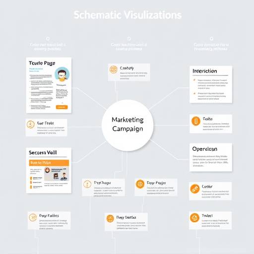 Schematische weergave van een campagne met verschillende marketingmaterialen